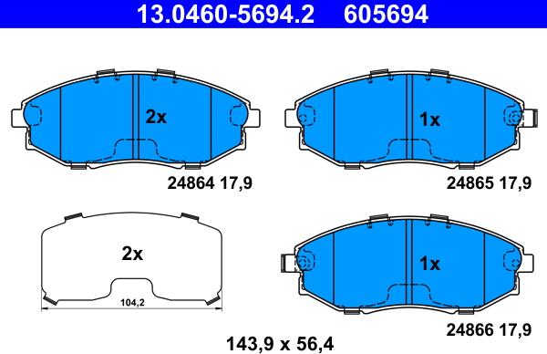 ATE 13.0460-5694.2 - Set placute frana,frana disc aaoparts.ro