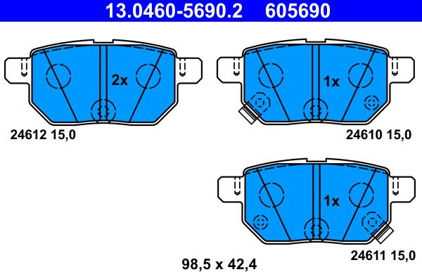 ATE 13.0460-5690.2 - Set placute frana,frana disc aaoparts.ro