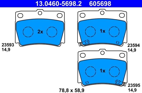 ATE 13.0460-5698.2 - Set placute frana,frana disc aaoparts.ro