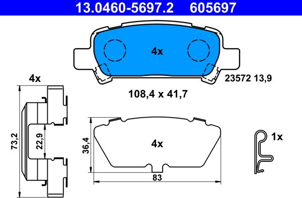 ATE 13.0460-5697.2 - Set placute frana,frana disc aaoparts.ro