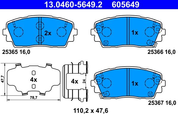 ATE 13.0460-5649.2 - Set placute frana,frana disc aaoparts.ro