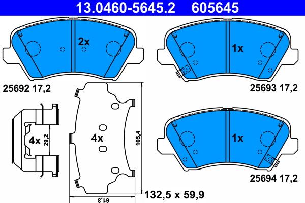 ATE 13.0460-5645.2 - Set placute frana,frana disc aaoparts.ro