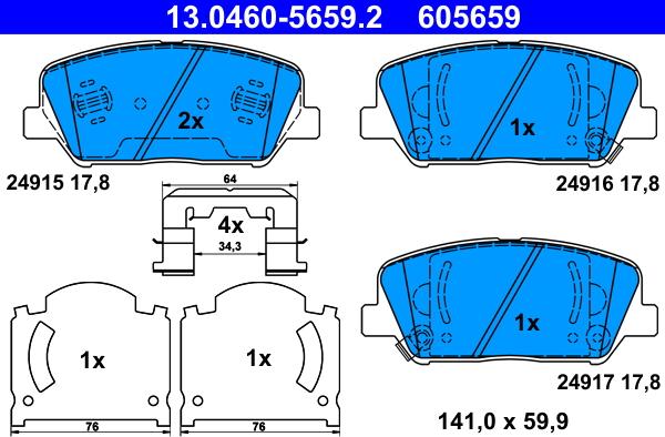 ATE 13.0460-5659.2 - Set placute frana,frana disc aaoparts.ro