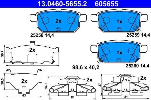 ATE 13.0460-5655.2 - Set placute frana,frana disc aaoparts.ro