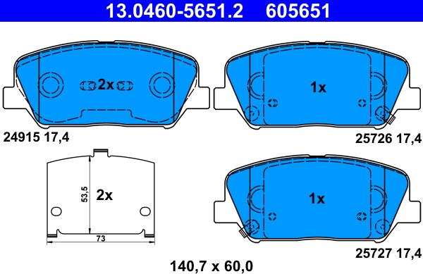 ATE 13.0460-5651.2 - Set placute frana,frana disc aaoparts.ro