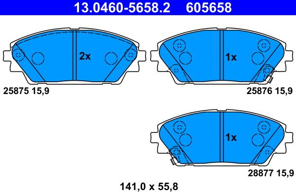 ATE 13.0460-5658.2 - Set placute frana,frana disc aaoparts.ro