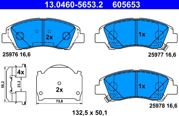 ATE 13.0460-5653.2 - Set placute frana,frana disc aaoparts.ro