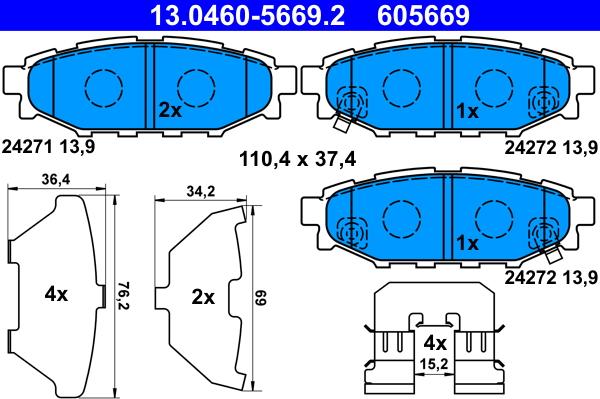 ATE 13.0460-5669.2 - Set placute frana,frana disc aaoparts.ro