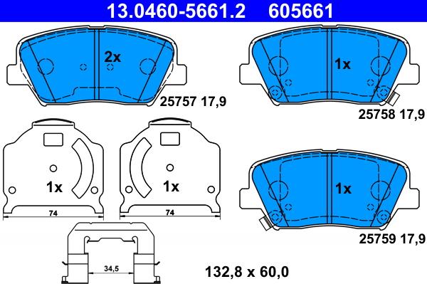 ATE 13.0460-5661.2 - Set placute frana,frana disc aaoparts.ro