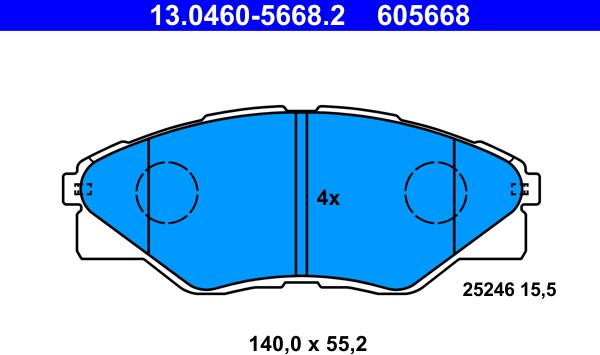 ATE 13.0460-5668.2 - Set placute frana,frana disc aaoparts.ro