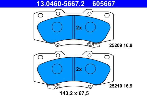 ATE 13.0460-5667.2 - Set placute frana,frana disc aaoparts.ro