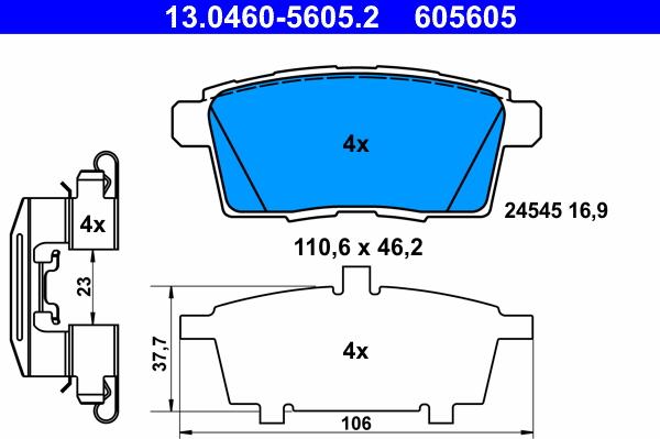 ATE 13.0460-5605.2 - Set placute frana,frana disc aaoparts.ro