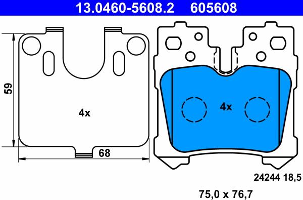 ATE 13.0460-5608.2 - Set placute frana,frana disc aaoparts.ro