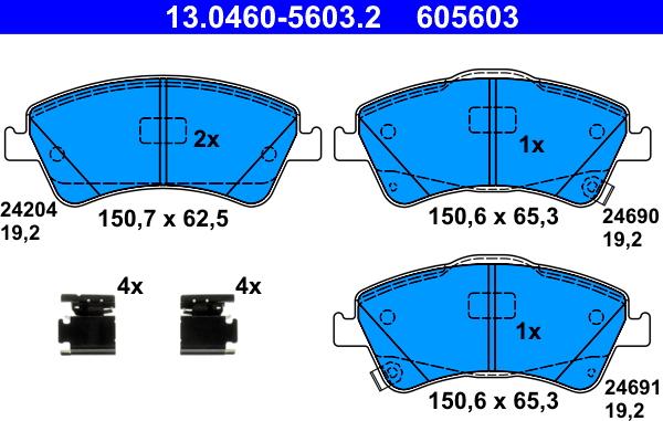 ATE 13.0460-5603.2 - Set placute frana,frana disc aaoparts.ro