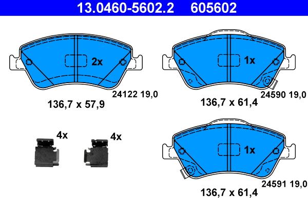 ATE 13.0460-5602.2 - Set placute frana,frana disc aaoparts.ro