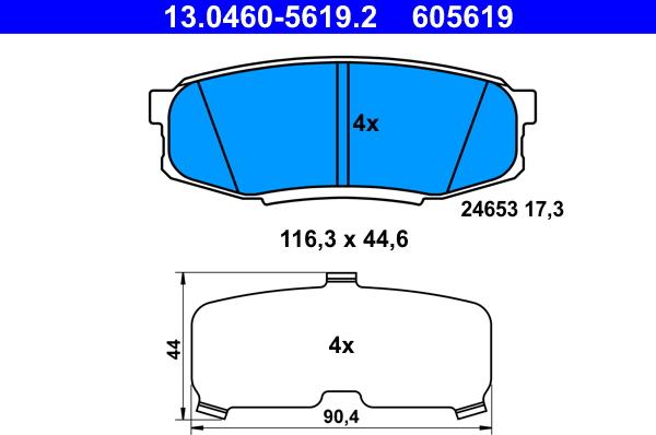 ATE 13.0460-5619.2 - Set placute frana,frana disc aaoparts.ro