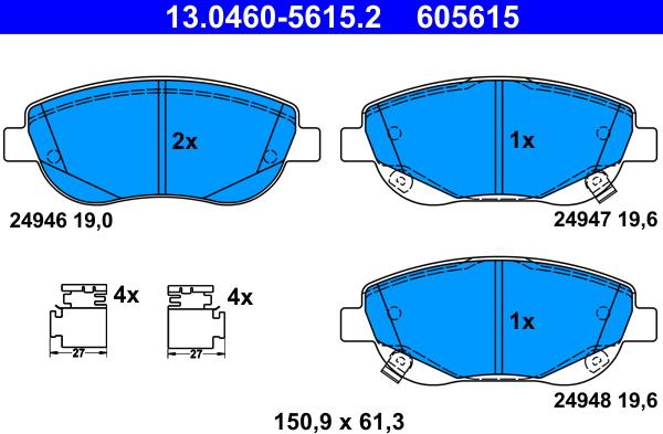 ATE 13.0460-5615.2 - Set placute frana,frana disc aaoparts.ro