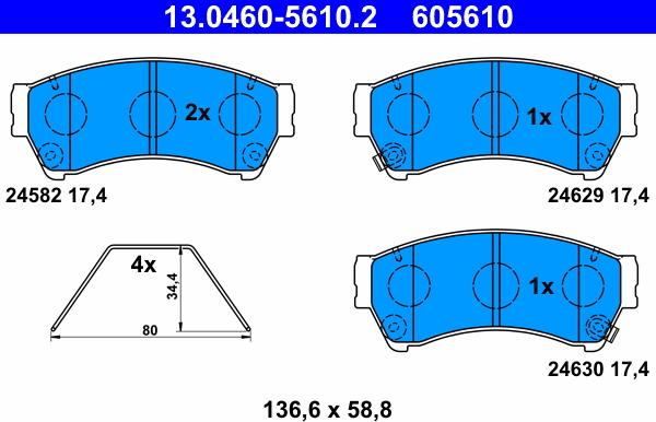 ATE 13.0460-5610.2 - Set placute frana,frana disc aaoparts.ro