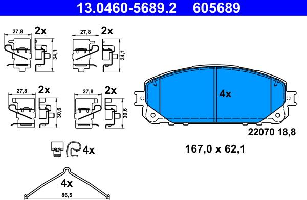 ATE 13.0460-5689.2 - Set placute frana,frana disc aaoparts.ro