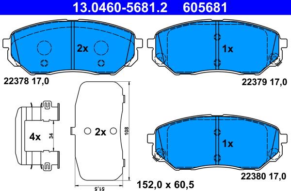 ATE 13.0460-5681.2 - Set placute frana,frana disc aaoparts.ro