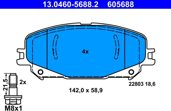 ATE 13.0460-5688.2 - Set placute frana,frana disc aaoparts.ro