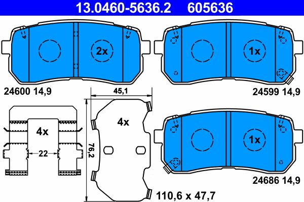 ATE 13.0460-5636.2 - Set placute frana,frana disc aaoparts.ro