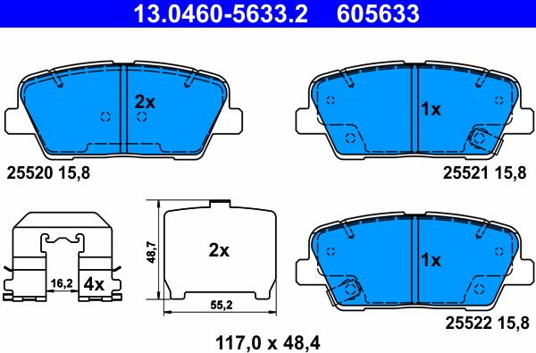 ATE 13.0460-5633.2 - Set placute frana,frana disc aaoparts.ro