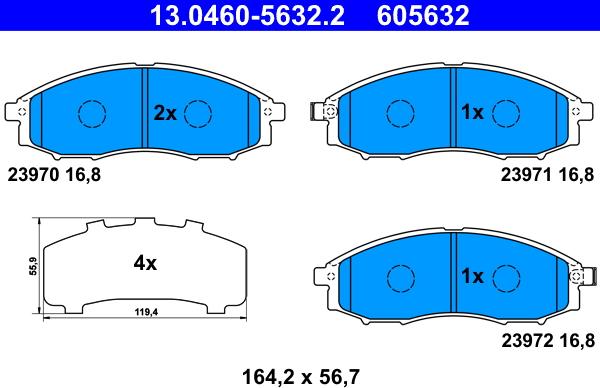 ATE 13.0460-5632.2 - Set placute frana,frana disc aaoparts.ro