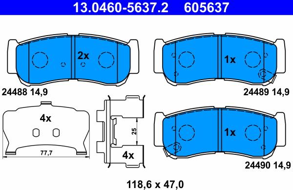 ATE 13.0460-5637.2 - Set placute frana,frana disc aaoparts.ro