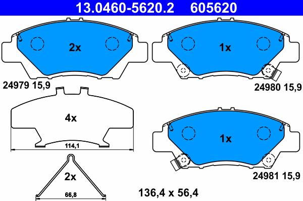 ATE 13.0460-5620.2 - Set placute frana,frana disc aaoparts.ro