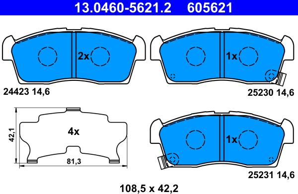 ATE 13.0460-5621.2 - Set placute frana,frana disc aaoparts.ro