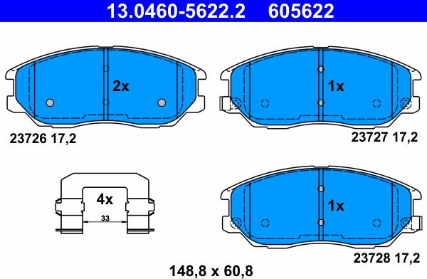 ATE 13.0460-5622.2 - Set placute frana,frana disc aaoparts.ro