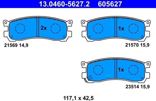 ATE 13.0460-5627.2 - Set placute frana,frana disc aaoparts.ro