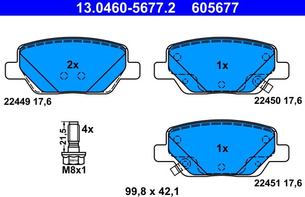 ATE 13.0460-5677.2 - Set placute frana,frana disc aaoparts.ro