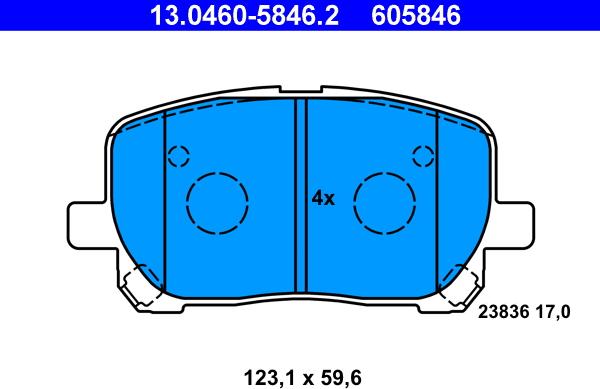 ATE 13.0460-5846.2 - Set placute frana,frana disc aaoparts.ro