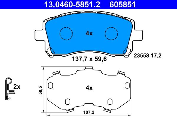 ATE 13.0460-5851.2 - Set placute frana,frana disc aaoparts.ro