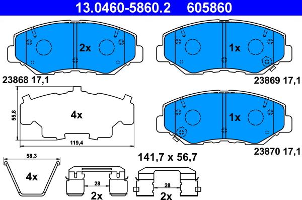 ATE 13.0460-5860.2 - Set placute frana,frana disc aaoparts.ro