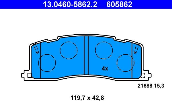 ATE 13.0460-5862.2 - Set placute frana,frana disc aaoparts.ro