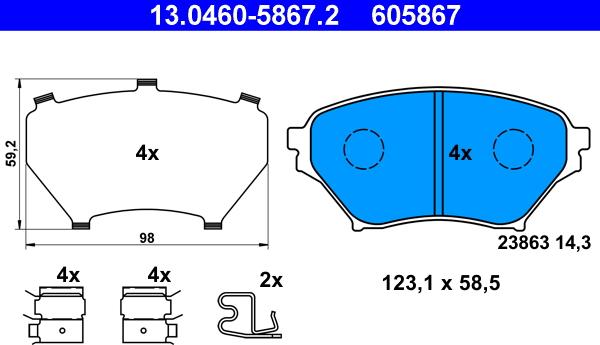 ATE 13.0460-5867.2 - Set placute frana,frana disc aaoparts.ro