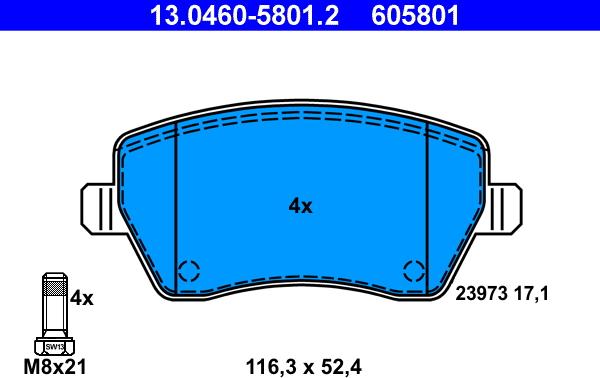 ATE 13.0460-5801.2 - Set placute frana,frana disc aaoparts.ro