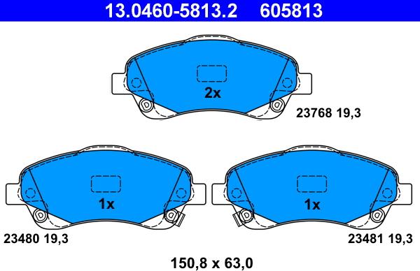 ATE 13.0460-5813.2 - Set placute frana,frana disc aaoparts.ro