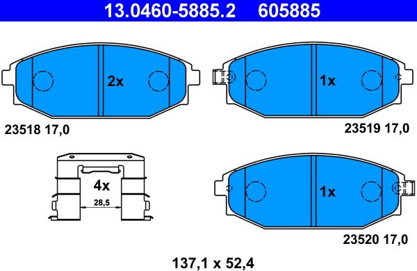 ATE 13.0460-5885.2 - Set placute frana,frana disc aaoparts.ro