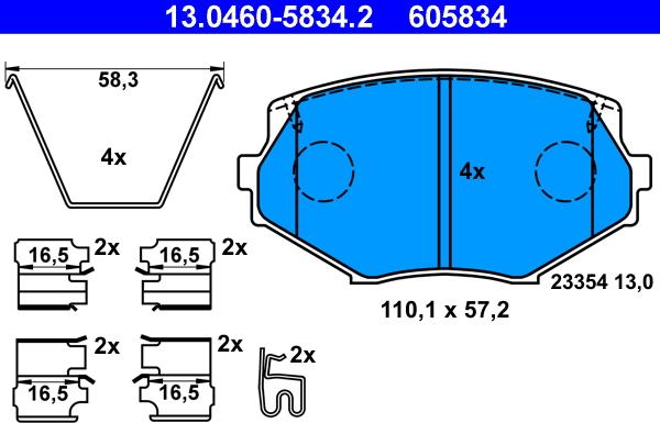 ATE 13.0460-5834.2 - Set placute frana,frana disc aaoparts.ro