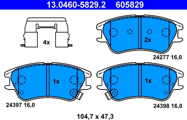 ATE 13.0460-5829.2 - Set placute frana,frana disc aaoparts.ro