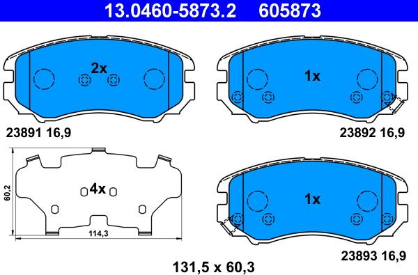 ATE 13.0460-5873.2 - Set placute frana,frana disc aaoparts.ro