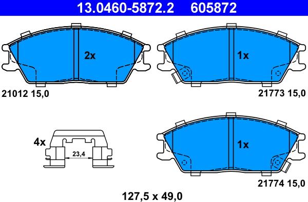 ATE 13.0460-5872.2 - Set placute frana,frana disc aaoparts.ro