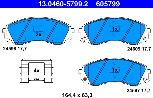 ATE 13.0460-5799.2 - Set placute frana,frana disc aaoparts.ro