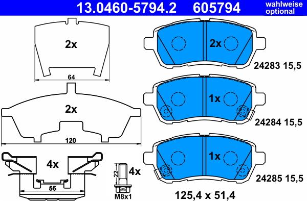 ATE 13.0460-5794.2 - Set placute frana,frana disc aaoparts.ro