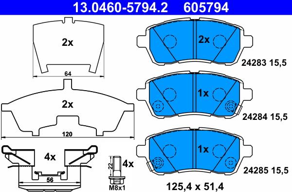 ATE 13.0460-5794.2 - Set placute frana,frana disc aaoparts.ro