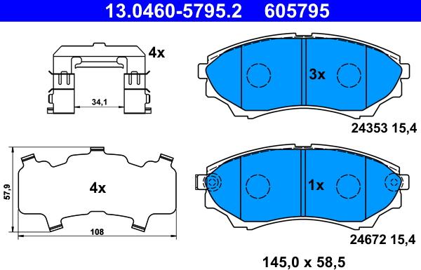 ATE 13.0460-5795.2 - Set placute frana,frana disc aaoparts.ro